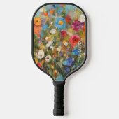 Colorful Field of Wildflowers Custom Name Pickleball Schläger (Rückseite)