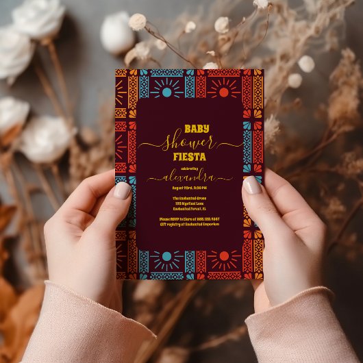Colorful Fiesta Baby Dusche mexikanische Blume Einladung