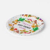 Colorful Fiesta Mexican Culture Cactus Baby Shower Pappteller (Schrägansicht)