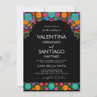 Colorful Fiesta Mexican Floral Wedding Invitation Einladung
