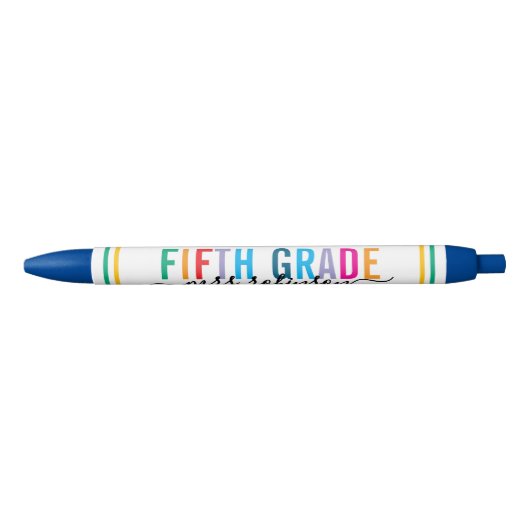 Colorful Fifth Grade Teacher Pen with Custom Name Kugelschreiber (Vorderseite)