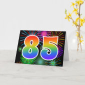 Colorful Fireworks + Rainbow Pattern "85" Event # Karte (Gelbe Blume)