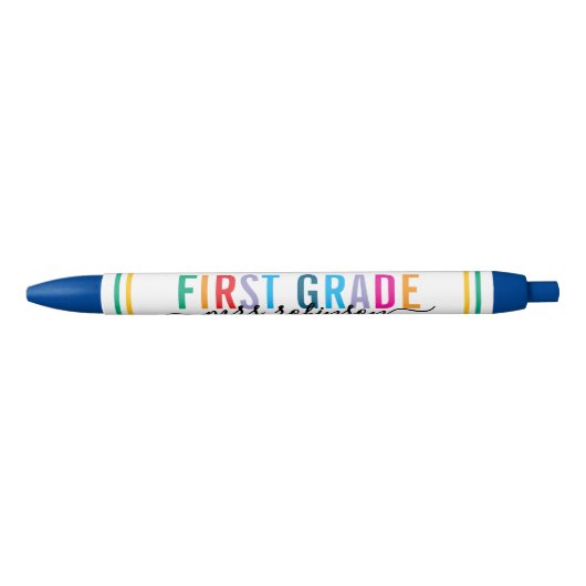 Colorful First Grade Teacher Pen with Custom Name Kugelschreiber (Vorderseite)