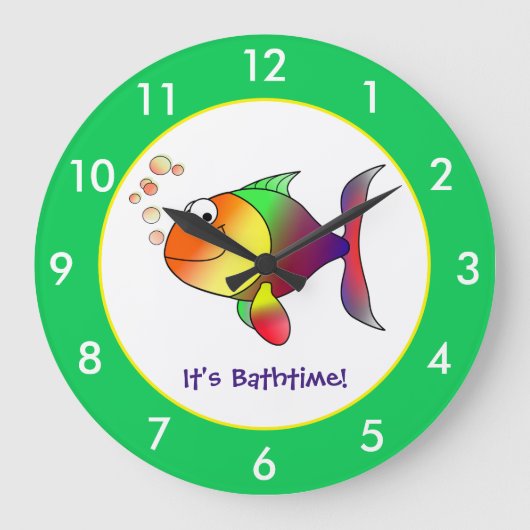 Colorful Fish Bathroom Custom Large Clock Große Wanduhr (Vorderseite)