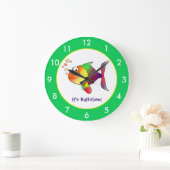 Colorful Fish Bathroom Custom Large Clock Große Wanduhr (Zuhause)
