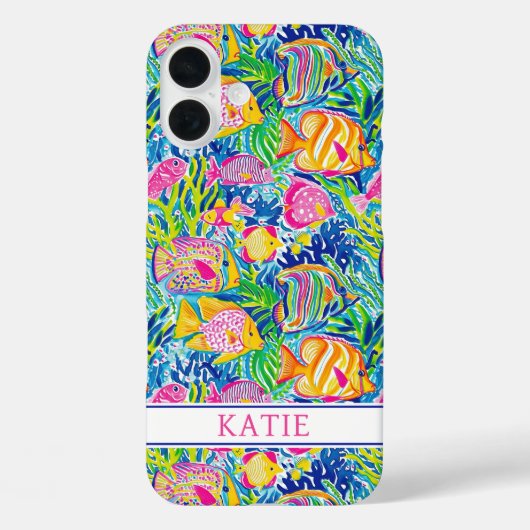 Colorful Fish Monogrammed Case-Mate iPhone Hülle (Rückseite)