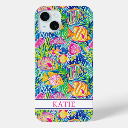Colorful Fish Monogrammed Case-Mate iPhone Hülle (Rückseite)