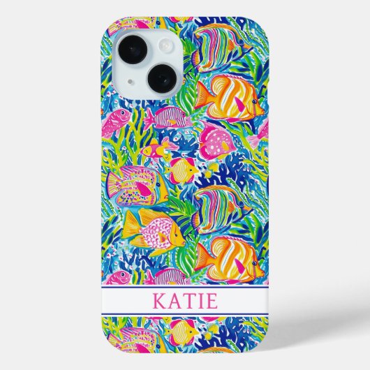 Colorful Fish Monogrammed Case-Mate iPhone Hülle (Rückseite)