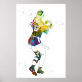 Colorful Flag Football Girl Poster (Vorne)