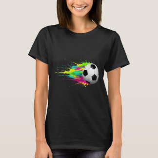 Colorful Flaming Soccer Ball Design For Players T-Shirt