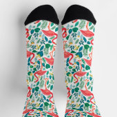 Colorful flamingos tropical flowers pattern socken (Oben)