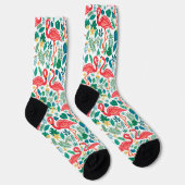 Colorful flamingos tropical flowers pattern socken (Rechts)
