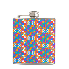 Colorful flask with a vibrant geometric pattern  flachmann