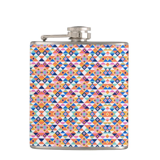 Colorful flask with geometric pattern in blues flachmann (Vorderseite)
