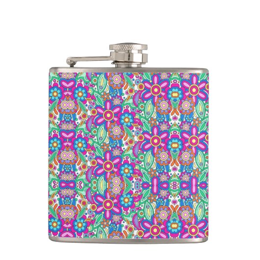 Colorful flask with vibrant geometric and floral  flachmann (Vorderseite)