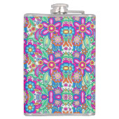 Colorful flask with vibrant, symmetrical floral  flachmann (Rückseite)