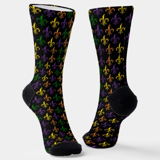 Colorful fleur-de-lis seamless pattern socken (Gewinkelt)
