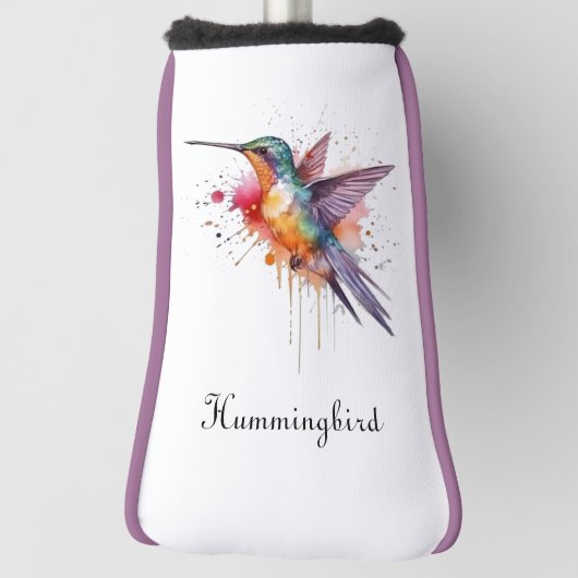 Colorful Flight, watercolor hummingbird custom Golf Headcover (Rotieren 90)