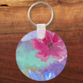 Colorful Floral Art Keychain Schlüsselanhänger (Vorderseite)