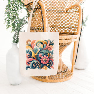 Colorful Floral Art Tote Bag Tragetasche