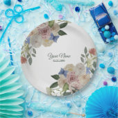 Colorful Floral Blue Butterfly Green Wedding Party Pappteller (Party)