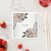 Colorful Floral Blue Butterfly Green Wedding Party Serviette (Beispiel)