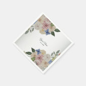 Colorful Floral Blue Butterfly Green Wedding Party Serviette (Ecke)