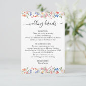 Colorful Floral Boho Chic Wedding Details Cards Begleitkarte (Stehend Vorderseite)
