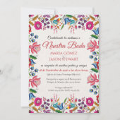 Colorful Floral Botanical Modern Spanish Wedding Einladung (Vorderseite)