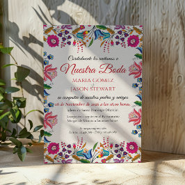 Colorful Floral Botanical Modern Spanish Wedding Einladung