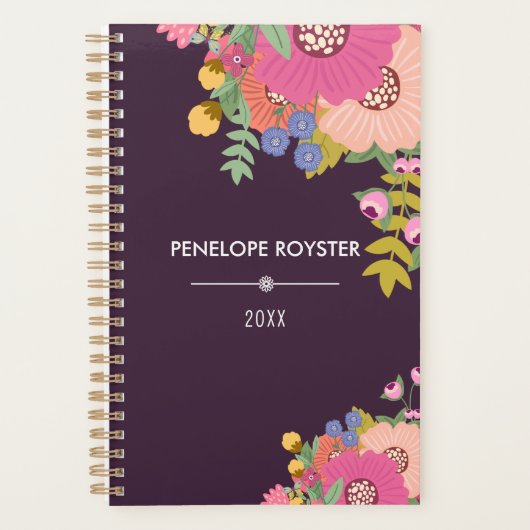 Colorful Floral Bouquet Name Planner Planer (Vorderseite)