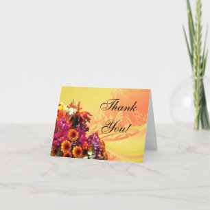 Colorful Floral Bouquet Orange/Yellow Design Dankeskarte
