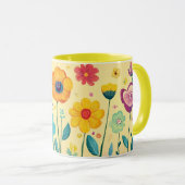 Colorful Floral, Bright Pattern Vibrant Folk Flowe Tasse (VorderseiteRechts)