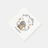 Colorful Floral Bunny First Birthday Napkins Serviette (Ecke)
