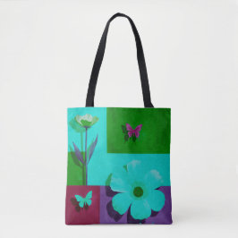Colorful Floral & Butterfly Art Tote Bag Tasche