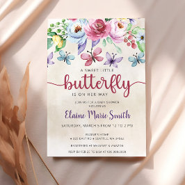 Colorful Floral Butterfly Garden Baby Shower  Einladung