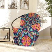 Colorful Floral Diamonds Bohemian  Fleecedecke