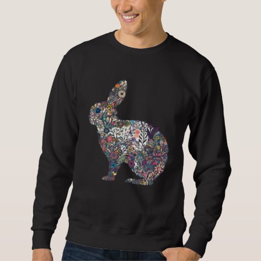 Colorful Floral Easter Bunny Spring Flower Rabbit Sweatshirt (Vorderseite)