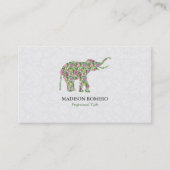 Colorful Floral Elephant Illustration Visitenkarte (Vorderseite)