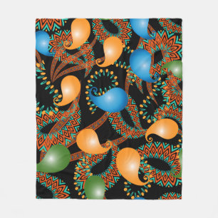 Colorful floral ethnic 3d Paisley seamless pattern Fleecedecke