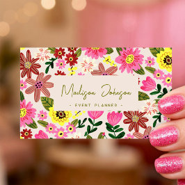 Colorful Floral Event Planner Business Card Design Visitenkarte