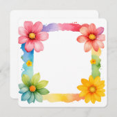 Colorful Floral Frame Background Einladung (Vorne/Hinten)