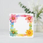 Colorful Floral Frame Background Einladung (Stehend Vorderseite)