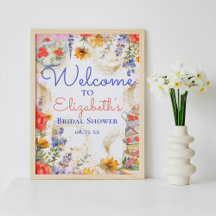 Colorful Floral Garden Bridal Tea Party Welcome