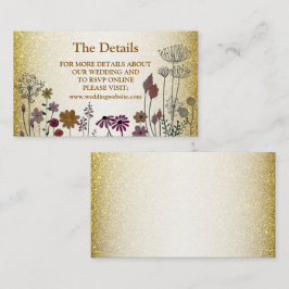 Colorful Floral Garden Gold Glitter Wedding Detail Begleitkarte