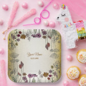 Colorful Floral Garden Gold Glitter Wedding Party  Pappteller (Party)