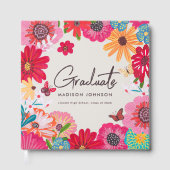 Colorful Floral Graduation Party  Gästebuch (Vorderseite)