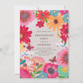 Colorful Floral Graduation Party Invitation Einladung (Vorderseite)
