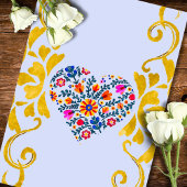 Colorful Floral Heart Baroque Mexican Wedding Einladung