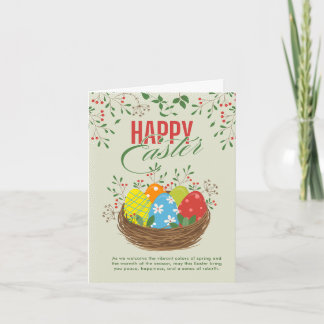 Colorful Floral Illustration Happy Easter Dankeskarte